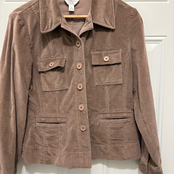 Talbots Jackets & Blazers - Talbots Blazer Jacket Womens Size 8 Brown Stretch Button Front Flap